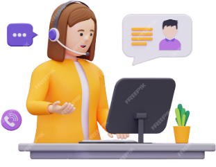 Hero illustration of a support agent